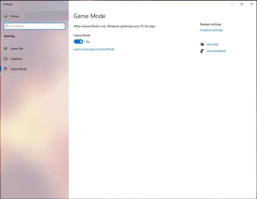 Enable Game Mode